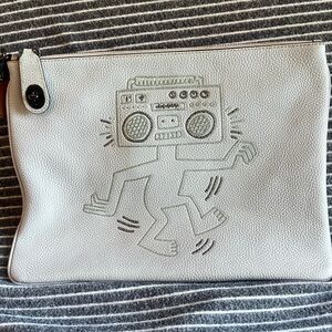 Coach Gray Wristlet with Embossed Design